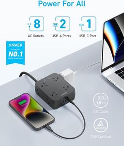 Refurbished Anker 341 USB Power Strip 5ft | A9183 - Reebelo Nederland