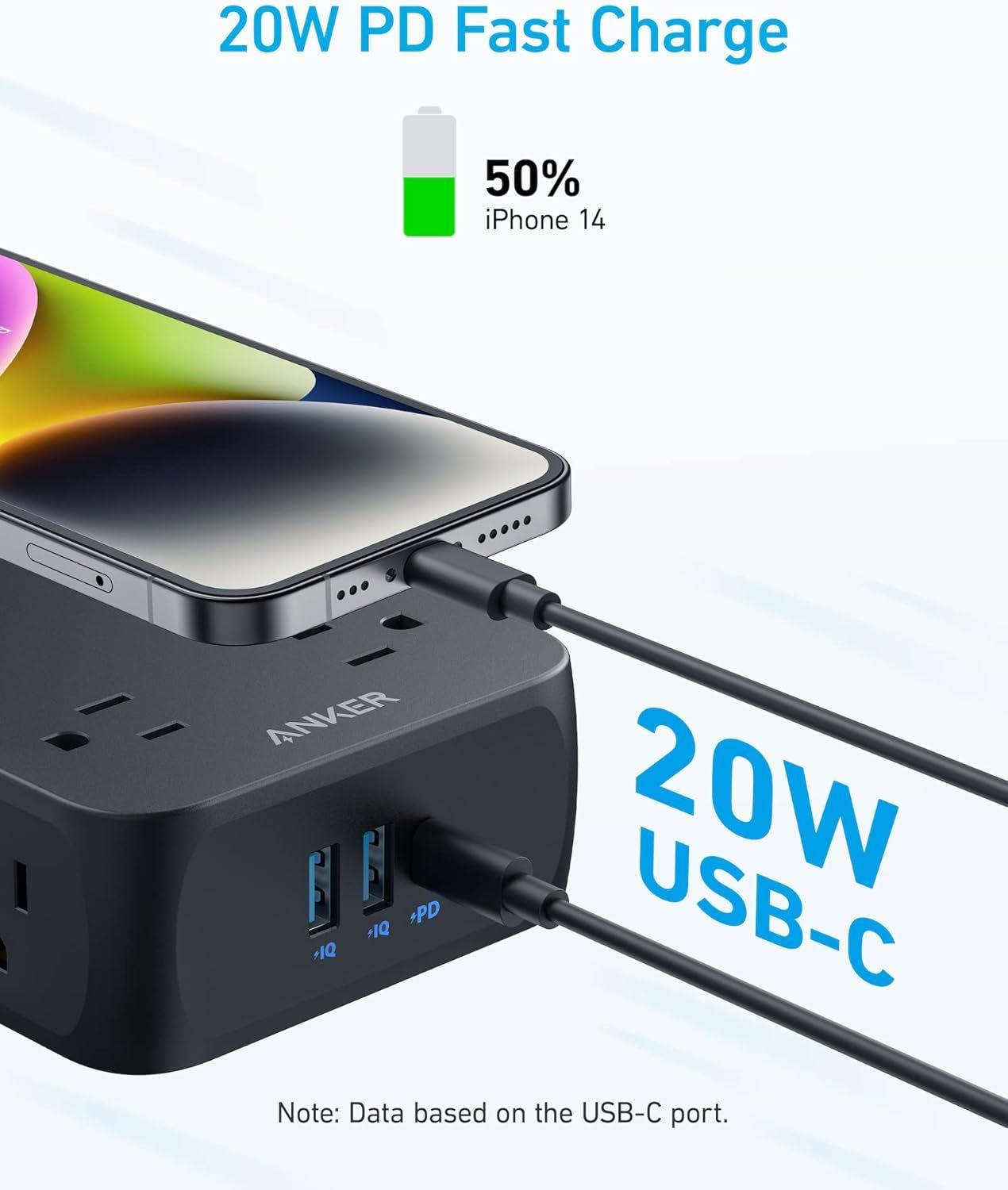 Refurbished Anker 341 USB Power Strip 5ft | A9183 - Reebelo Nederland