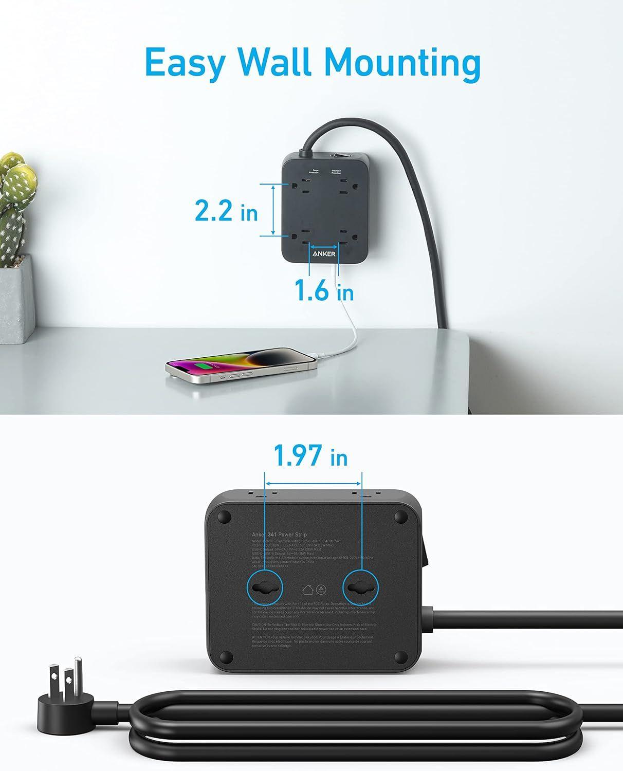 Refurbished Anker 341 USB Power Strip 5ft | A9183 - Reebelo Nederland