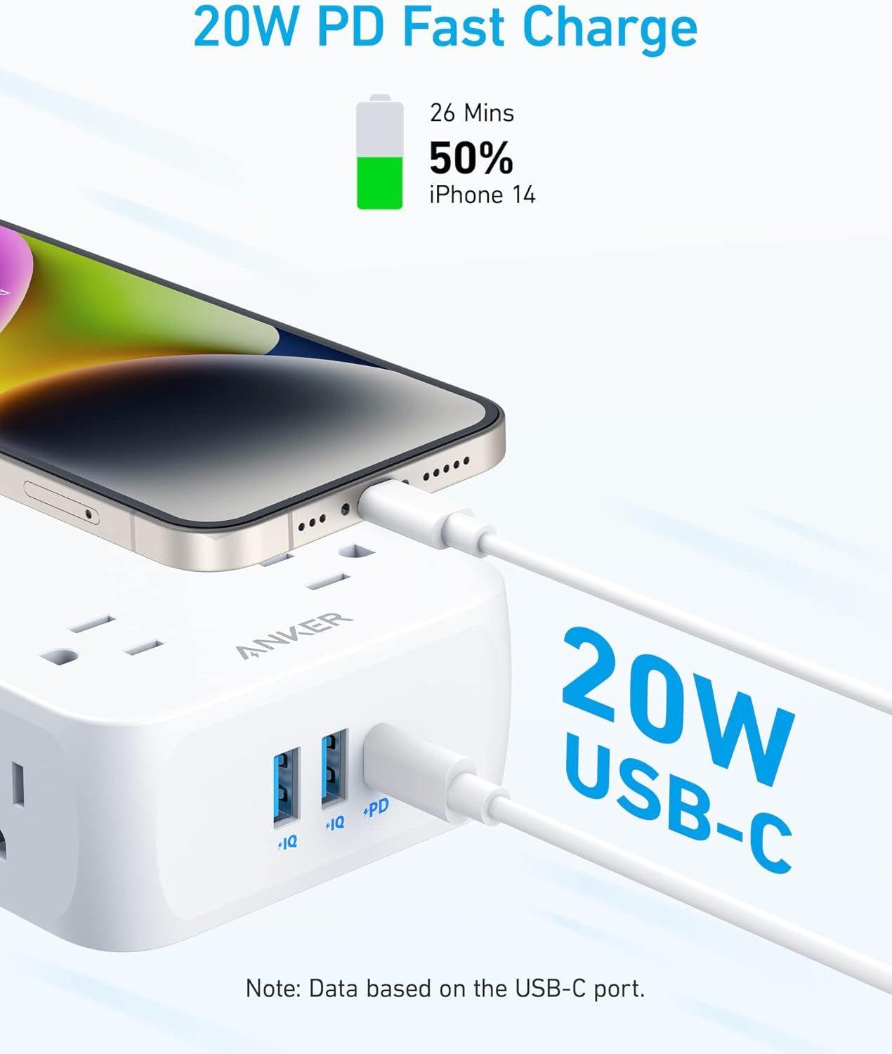 Refurbished Anker 341 USB Power Strip 5ft | A9183 - Reebelo Nederland