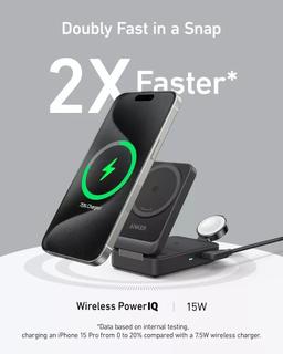 Refurbished Anker MagGo 3-in-1 Wireless Charging Station - Reebelo Nederland