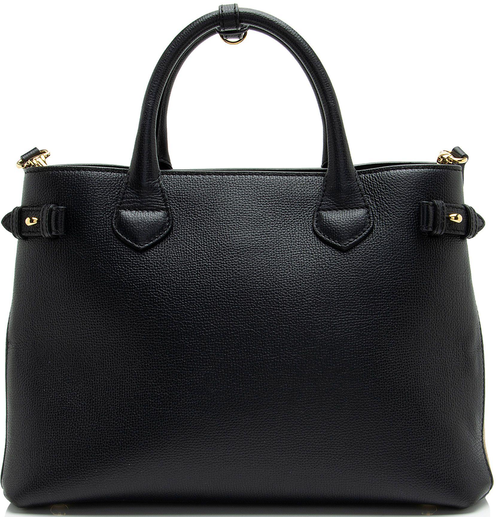 Refurbished Burberry House Check Leather Banner Medium Tote - Reebelo Nederland
