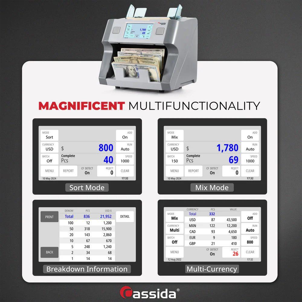Refurbished Cassida 8800R V2 Mixed Bill Counter - Reebelo Nederland