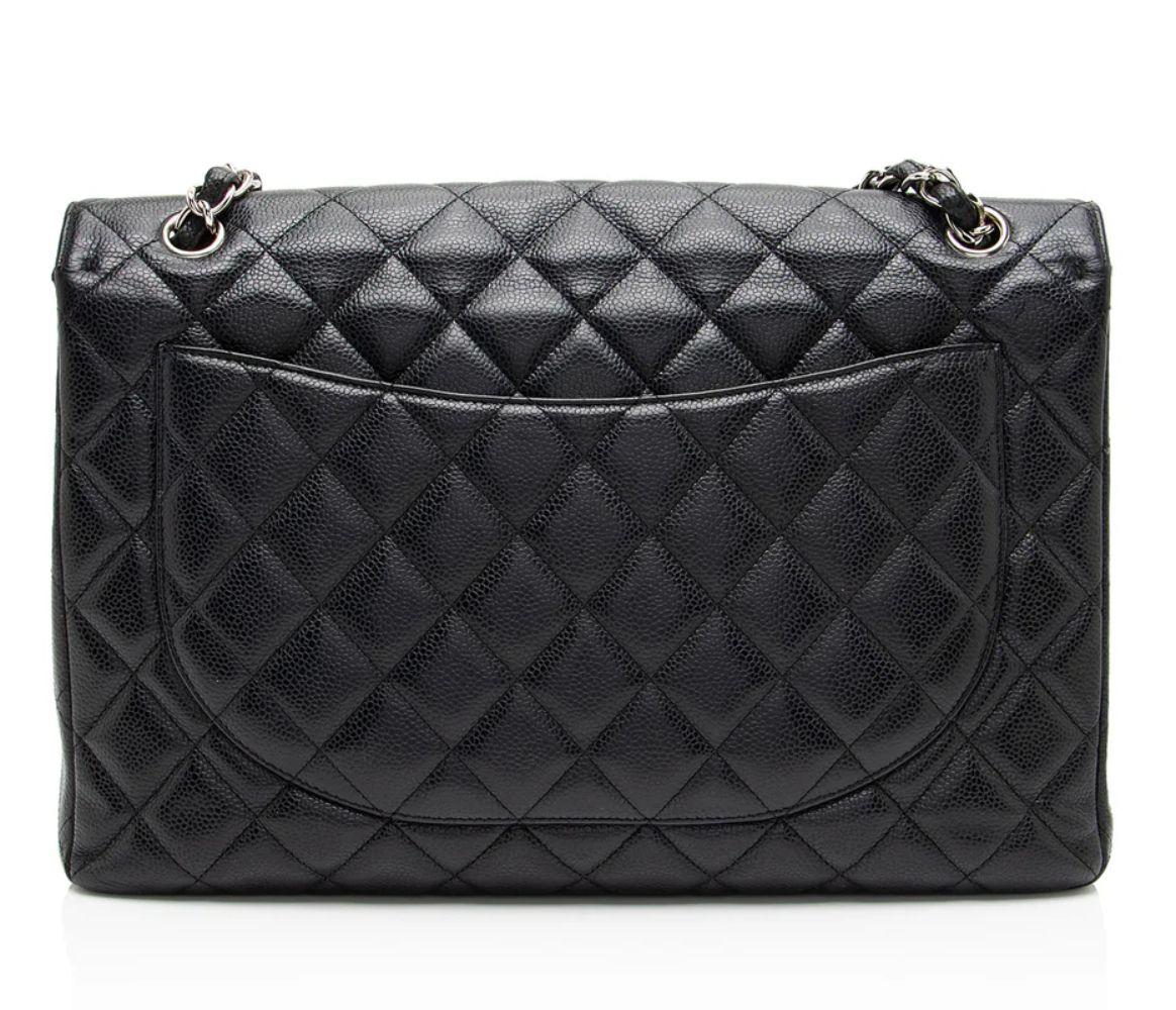 Refurbished Chanel Caviar Leather Classic Maxi Single Flap Bag - Reebelo Nederland