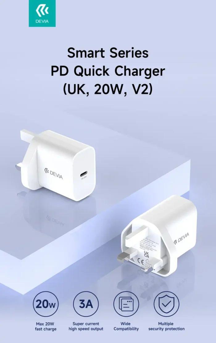 Refurbished Devia Smart Series PD Quick Charger (UK / 20W / V2) - Reebelo Nederland