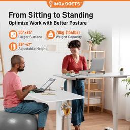 Refurbished IMGadgets Standing Electric Adjustable Desk 47" x 24" - Reebelo Nederland