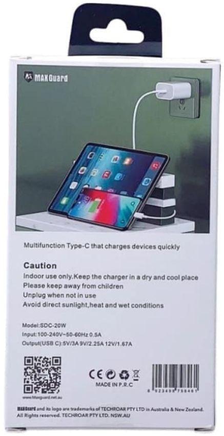 Refurbished Maxguard SDC-20W PD Quick Charger Type C Power Adapter (NZ / AU) - Reebelo Nederland