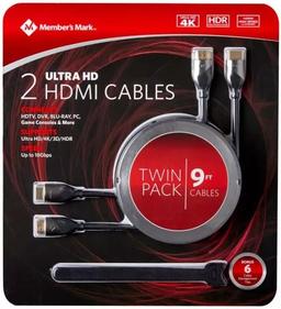 Refurbished Member's Mark Premium 2 Ultra HD HDMI Cables 9ft - Reebelo Nederland