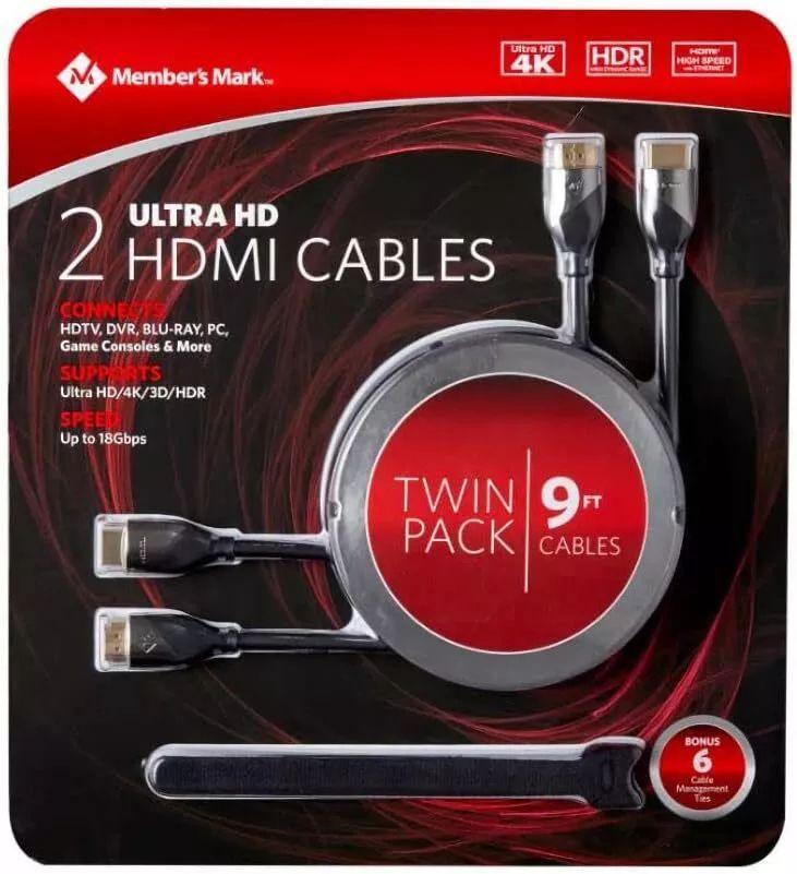 Refurbished Member's Mark Premium 2 Ultra HD HDMI Cables 9ft - Reebelo Nederland
