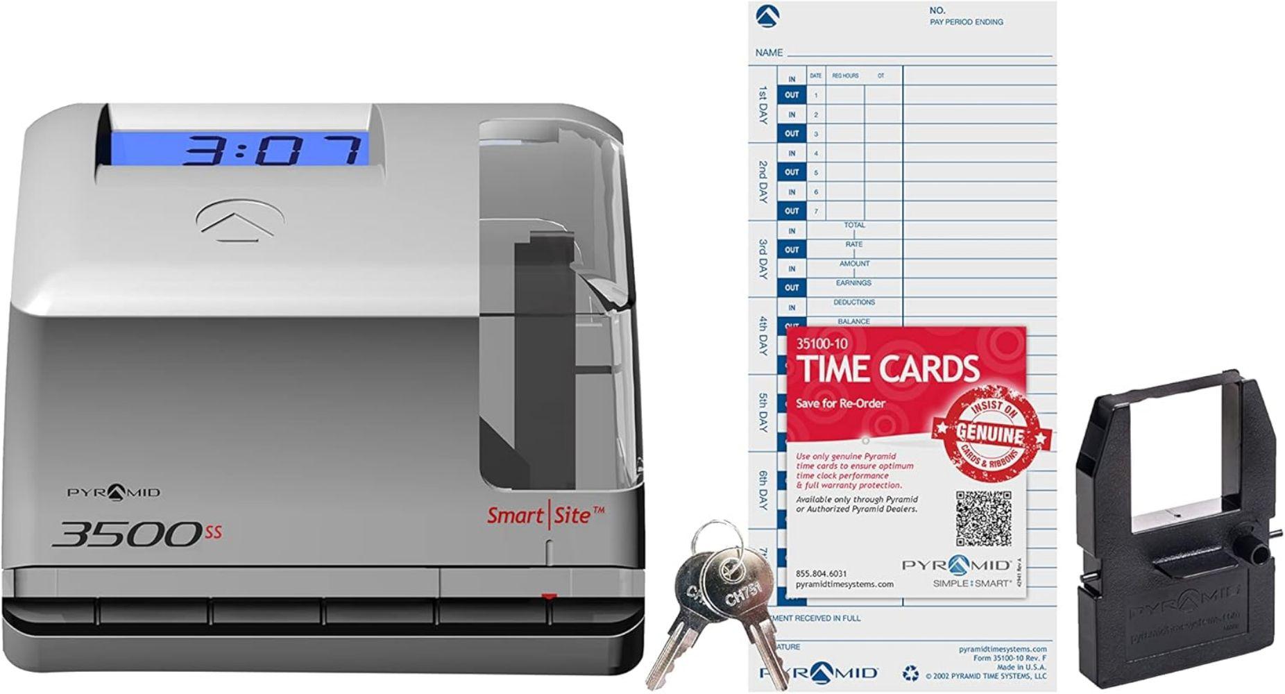 Refurbished Pyramid 3500ss SmartSite Time Clock & Document Stamp - Reebelo Nederland