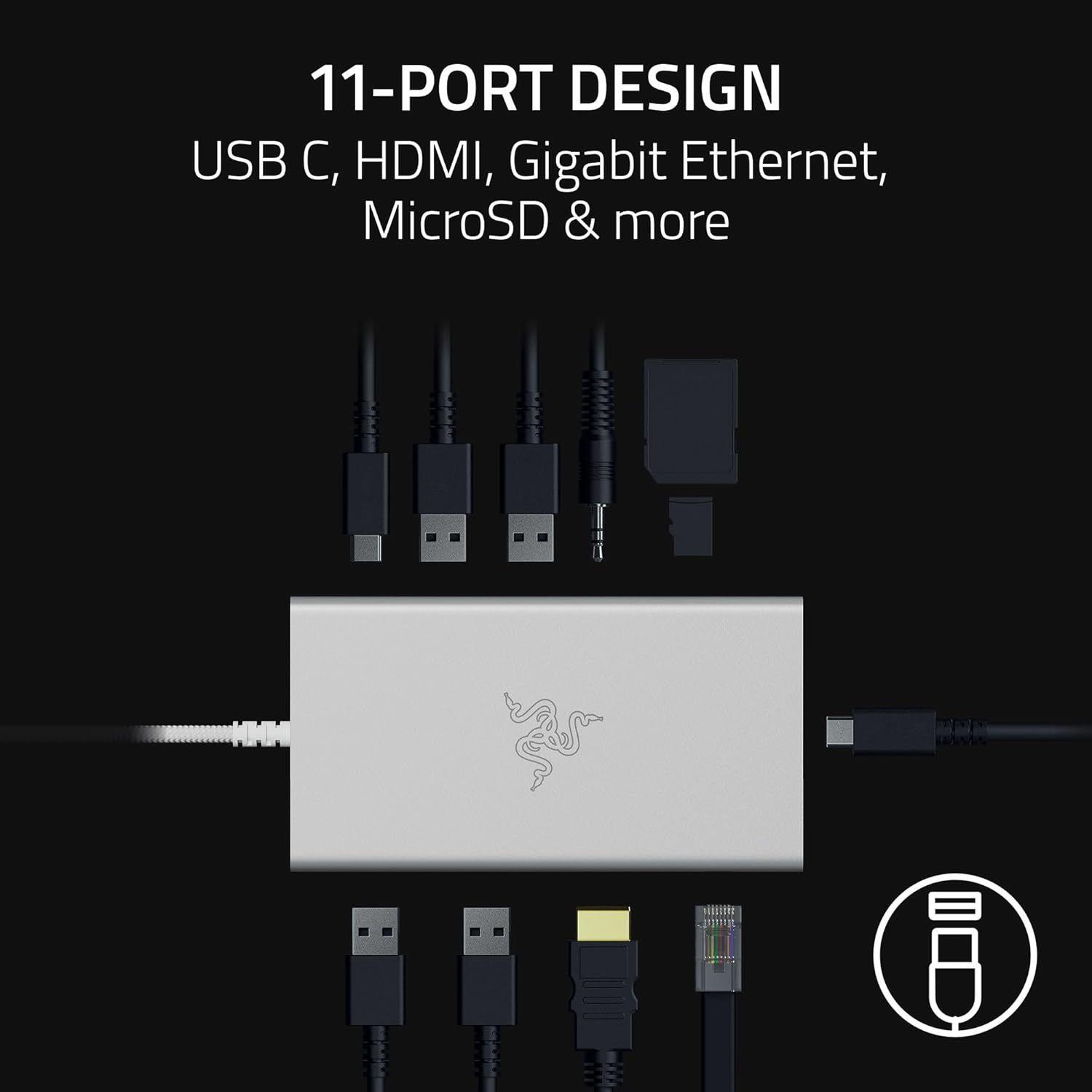 Refurbished Razer USB-C Dock 11 Port Docking Station for Laptops - Reebelo Nederland