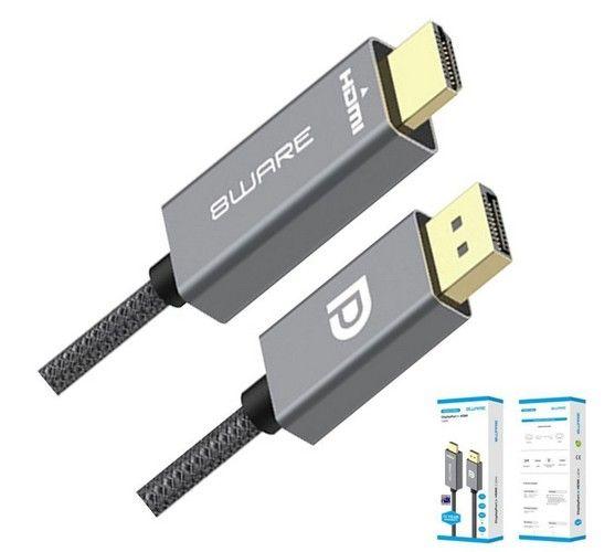 Refurbished 8ware 2m DisplayPort DP to HDMI Male to Male Adapter Converter Cable Retail Pack 1080P Nylon Braide for Video Card PC Notebook to Monitor Projector TV - Reebelo Nederland