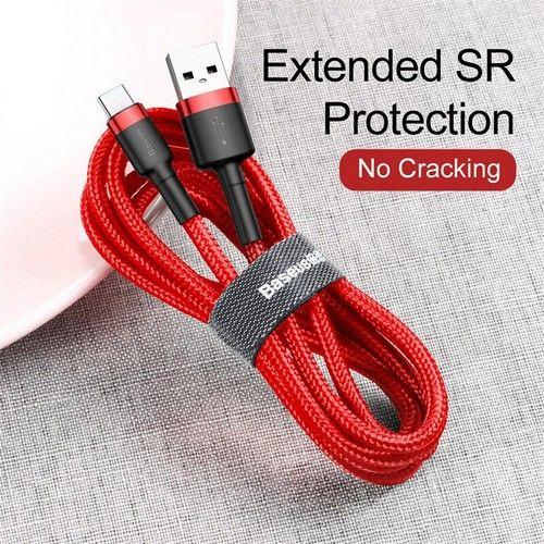 Refurbished Baseus Phone Cable cafule Fast Charging USB to Type-C USB for Samsung 3A 1M Red - Reebelo Nederland