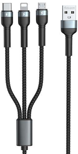 Refurbished Remax RC-124th Jany Series 3-in-1 Charging Cable 3.1A (1.2M) - Reebelo Nederland