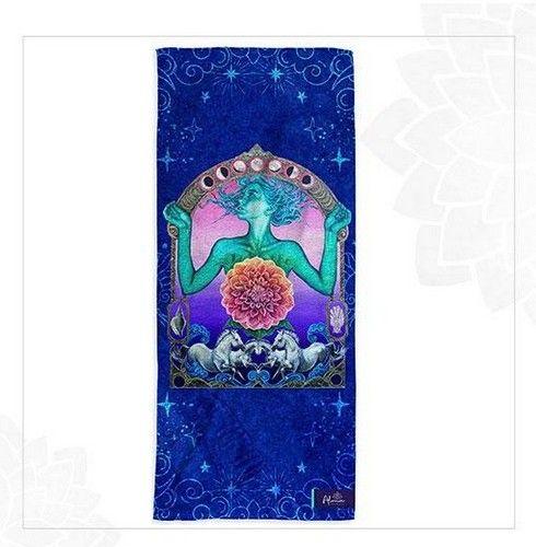 Refurbished SACRED WOMAN BEACH TOWEL unisex Eco-friendly beach gym camping towel sand free galaxy art made from recycled plastic bottles - Reebelo Nederland