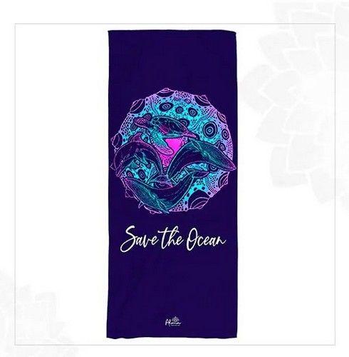 Refurbished SAVE THE OCEAN BEACH TOWEL unisex Eco-friendly beach gym camping towel sand free made from recycled plastic bottles - Reebelo Nederland