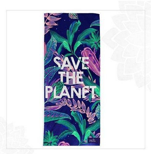 Refurbished SAVE THE PLANET BEACH TOWEL unisex Eco-friendly beach gym camping towel sand free galaxy art made from recycled plastic bottles - Reebelo Nederland