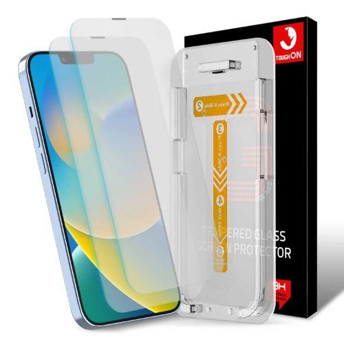 Refurbished Tough On 2 Pack Tempered Glass Screen Protector with Installation Kit for iPhone 14 Plus - Reebelo Nederland