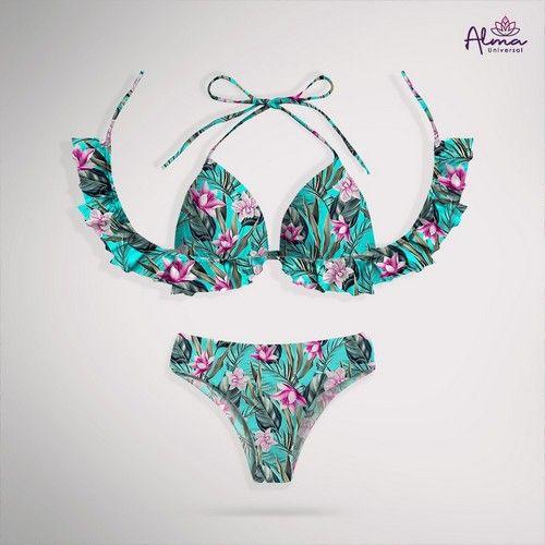 Refurbished Women bikini Two Piece Swimsuit floral Swimwear LOTUS Swimwear made from recycled plastic bottles Variant Size Value M - Reebelo Nederland