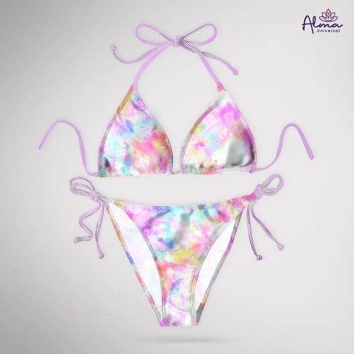 Refurbished Women bikini Two Piece Swimsuit REVERSIBLE TIE DYE Swimwear made from recycled plastic bottles Variant Size Value M - Reebelo Nederland