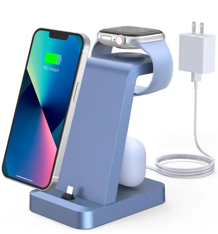 Refurbished Woruda Charger Station 3-in-1 Fast Wireless Charging Dock Stand for iPhone Multiple Devices - Reebelo Nederland